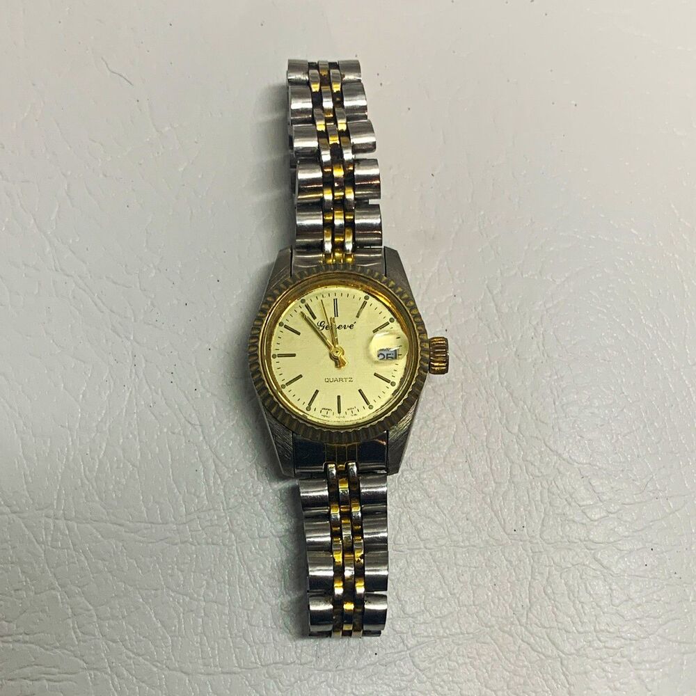 Geneve Women’s Quartz Two-Tone Stainless Steel Date Analog Dress Watch